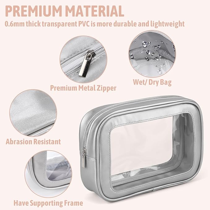 YOPCDJ 5PCS Diaper Bag Organizer Pouch Set, TSA Approved Toiletry Bag，Clear Waterproof TPU Makeup Bag Set Travel Organizer Bags for Women and Kids,Mothers Day Gifts
