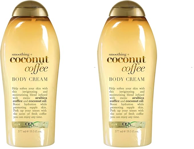 OGX Smoothing + Coconut Coffee Body Cream 19.5 oz, (Pack of 2)