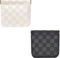 HIGH FIT Leather Pocket Cosmetic Bag for Purse,Coin Purse Lipstick Cosmetic Accessories Organizer, Travel Kit Storage Pouch,Waterproof Portable No Zipper Self-closing (Black+White/Small)