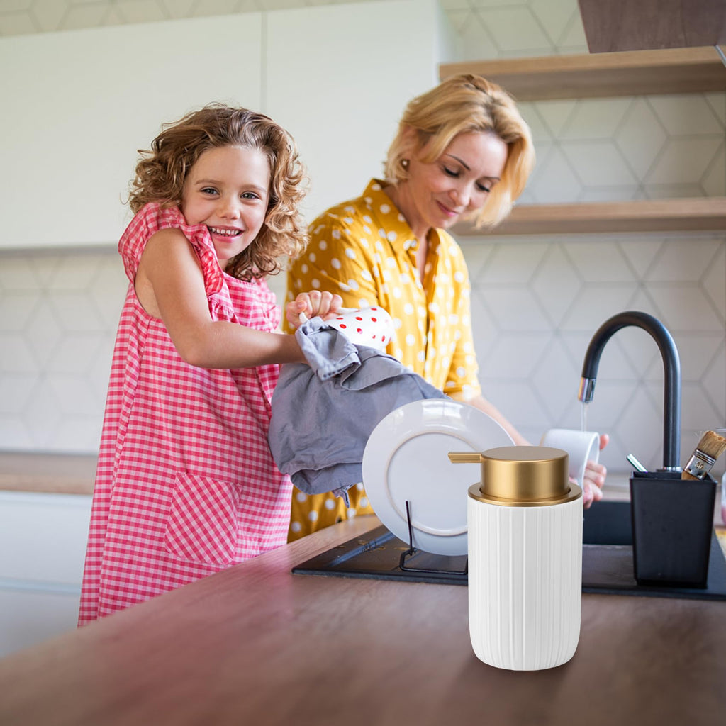 TOOZFO Soap Foaming Dispenser Ceramic with Easy-to-Press Pump Hand Foam Dispenser for Shampoo Bathroom Countertop 13.5 oz