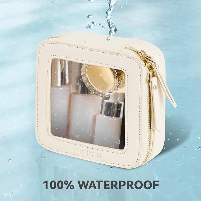 Prite Clear Makeup Bag Small Travel Cosmetic Case Toiletry Bag for Women