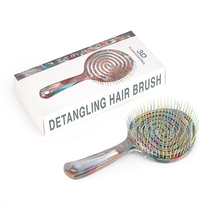 BLUSHMARKS Detangling Wet Hair Brush for Thin or Straight Hair, Vented Detangler Hairbrush with Double-Layered Ultra and Soft-Nylon Bristles for Wet or Dry Hair, Gift for Women Girls Kids