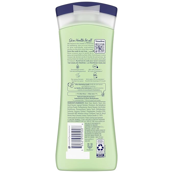 Vaseline Soothing Hydration 2-Pack – Intensive Care Moisturizing Hand and Body Lotion with Aloe, Ultra-Hydrating Lipids, 48 Hours of Moisture, 10 Oz Ea
