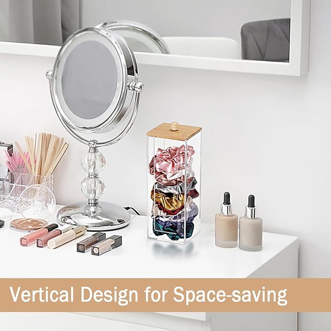 GUSHBIN Acrylic Clean Pad Storage Box Vertical Cotton Pads Holder Square Makeup Pad Dispenser with Lid Clear Bathroom Countertop Vanity Organizer