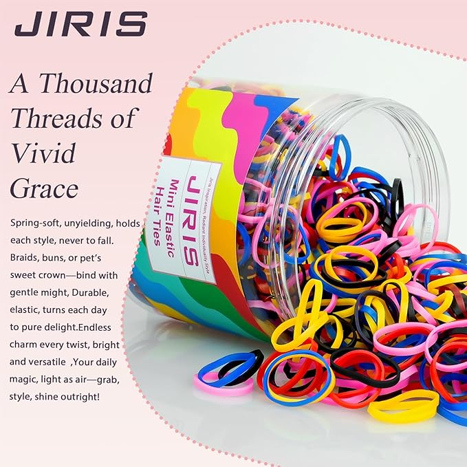 1000pcs Mini Hair Rubber Bands, Soft & Durable Plastic Elastic Hair Ties for Little Girls, Stretch Ponytail Ties for Kids Hairstyles and Braids
