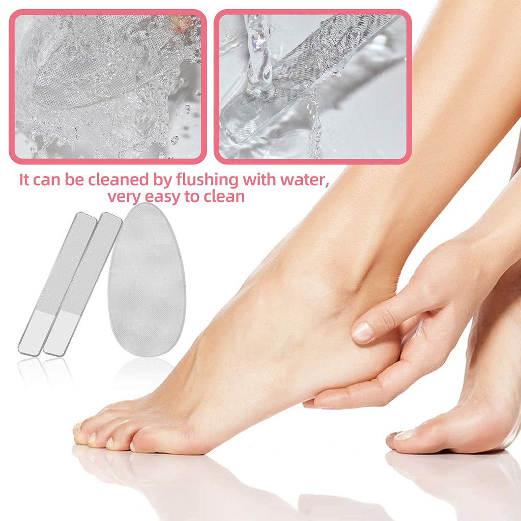 RedFlow Glass Nail File,Nail Buffer Set Contains 2 Nano Glass Nail Files and 1 Nano Glass Foot File,Professional Manicure Set,Nail Files for Natural Nails Removing Calluses