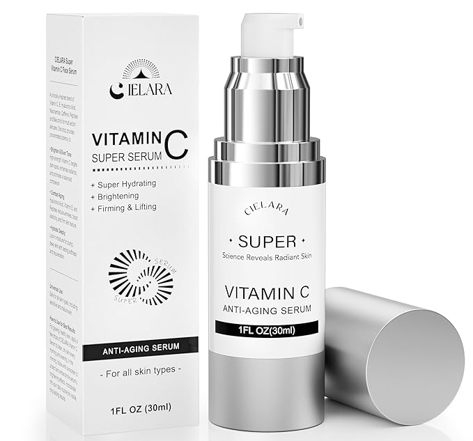 Super Vitamin C Serum, 20% Vit C Anti Aging & Wrinkle Retinol Face Serum With Hyaluronic Acid, Vitamin E, Caffeine, Peptides For Women Face Fine Lines Wrinkle Brightening - 1 Fl Oz