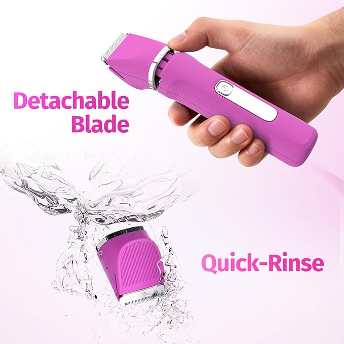 Bikini Trimmer for Women,5-in-1 Electric Razors for Women,Electric Shaver for Women's,IPX7 Waterproof Trimmer for Men Legs,with 5 Replaceable Blade Heads,USB Recharge Dock（Rose Pink）