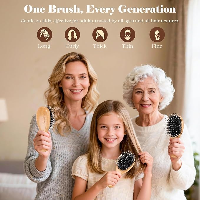 Mini Boar Bristle Hair Brush Since 1965 British Craftsmanship Handmade