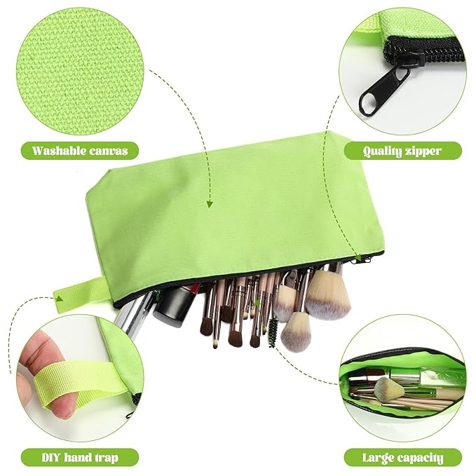 Saintrygo 30 Pcs Canvas Makeup Bags Bulk, Travel Cosmetic Zipper Pouch Blank DIY Multipurpose Toiletry Bag Hygiene Pouch for Women Purse Pencil Case (7.5 x 5 x 1.8 Inch,Novel)