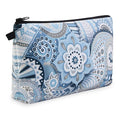 MAGEFY Makeup Bags for Women, Portable Travel Cosmetic Bag with Black Zipper Pouch Waterproof Makeup Pouch Multifunctional Small Bag for Women (1 pack, blue flower 0175)