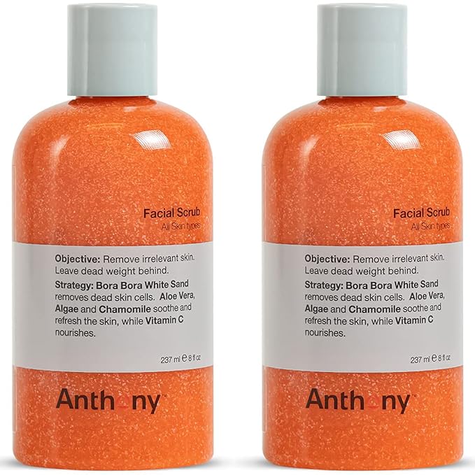 Anthony Men’s Face Scrub with Vitamin C, Facial Exfoliating Scrub and Exfoliating Face Wash for Smooth Skin, 8 Fl Oz (2 pack)