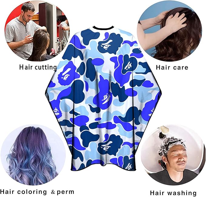 Barbohoo Barber Cape for Men Professional Hair Cutting Salon Cape with Snap Closures Waterproof Large Hairdressing Styling Cape Gown for Barber- 63”× 56” (New Camouflage D)