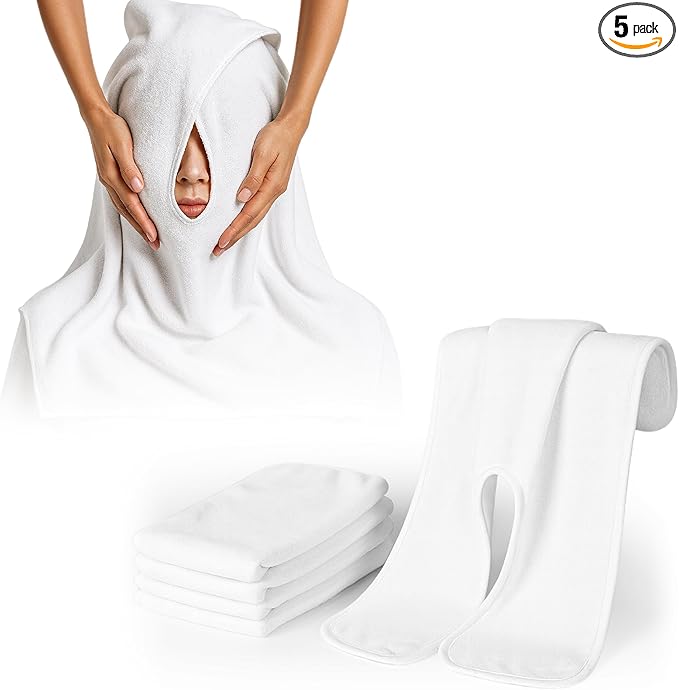 Efforest Facial Towels for Estheticians – Microfiber Soft Spa Towel for Skincare, Massage & Professional Use (White, Pack of 5)
