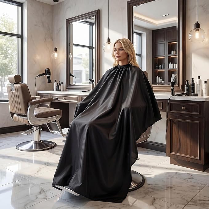 Nicoc Salon Barber Cape, Extra Large haircut cape, Waterproof Polyester Hair Cutting Cape for Men, Women and Kids
