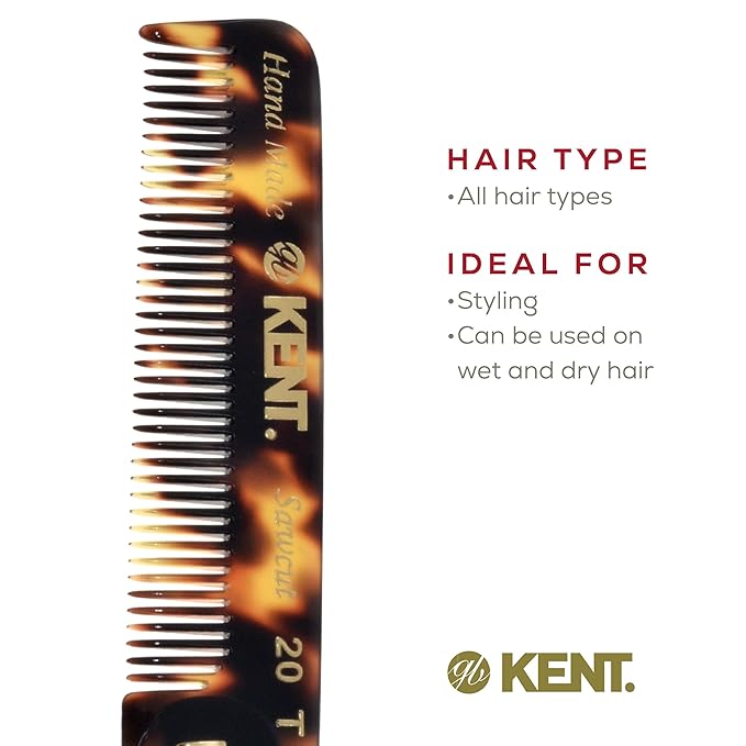 Kent Set Men's Hair Pocket Combs, 81T X-Small, 20T Fine Tooth Folding Comb. Best Hair, Beard and Mustache Grooming Kit for Travel and Home Care, Handmade in England