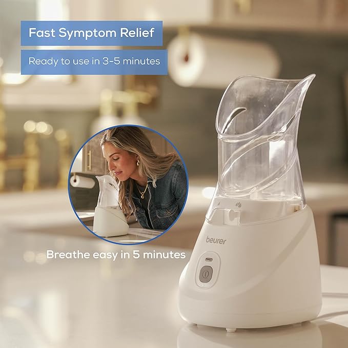 Beurer SI31 Steam Inhaler for Drug-Free Cough & Cold Sinus Relief, Naturally Soothes Nasal & Throat Passages, with Universal Mask & Variable Steam Control, FSA/HSA Eligible