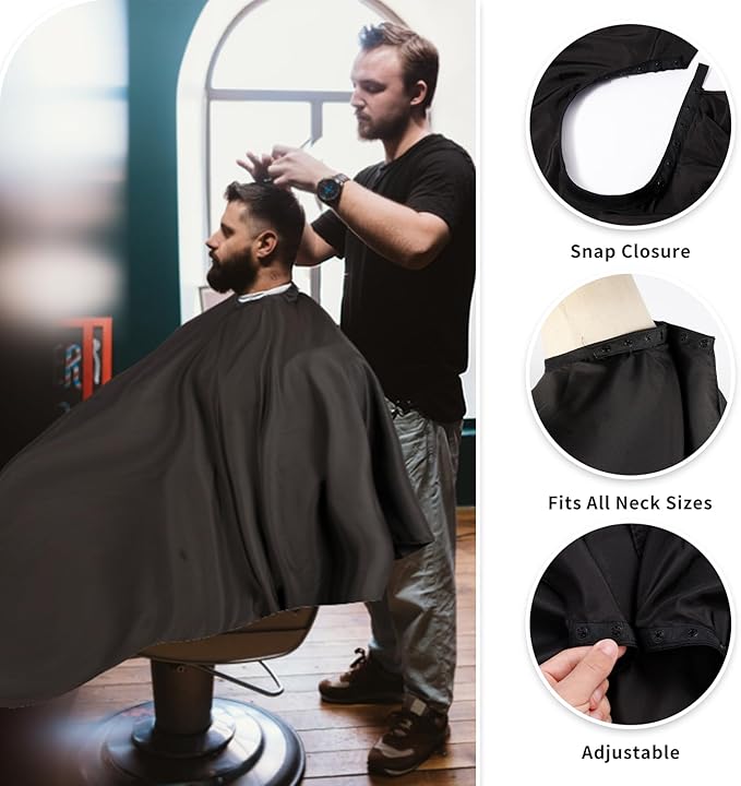 YELEGI Professional Hair Cutting Cape(2Pcs), Salon Barber Cape with Adjustable Snap Closure, Waterproof Hair Dye Color Cape Hair dressing stylist apron (Black)