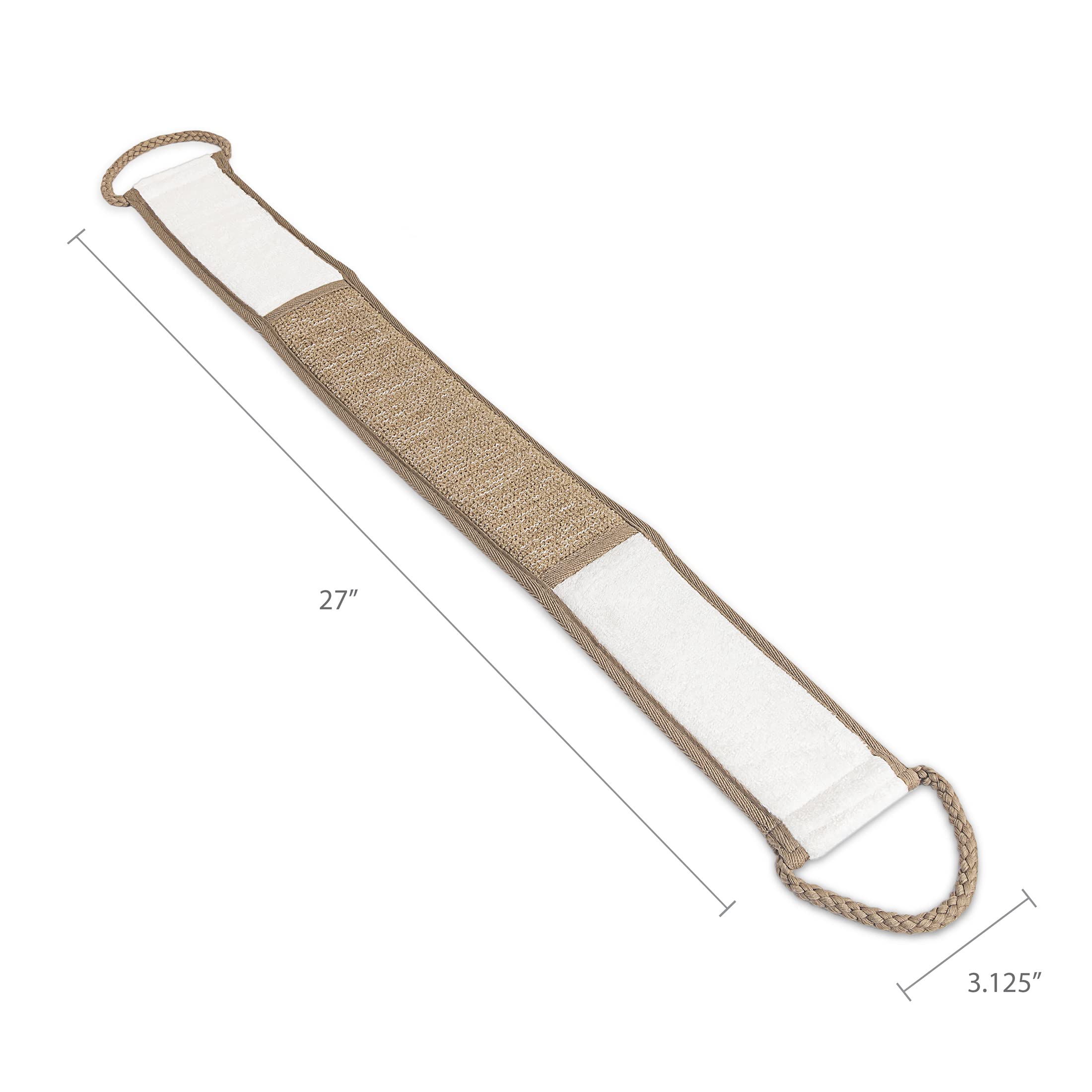 Eurow Beauty Bamboo Back Scrubber, Dual-Sided Exfoliating and Cleansing Shower Strap with Looped Handles, Gentle for All Skin Types, Reusable for Daily Spa-Like Bath Experience, 2-Pack