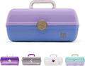 Caboodles On-The-Go Girl Makeup Box, Two-Tone Lavender on Blue, Hard Plastic Makeup Organizer Box, Built-In Mirror, Secure Latch for Safe Travel, Spacious Storage for Large Items