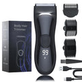 Beard and Body Trimmer for Men with Ceramic Blade, Waterproof, with 3 Guide Combs(1.5/3/6/9/12mm), Multifunction Electric Razor for Men & Pubic Shaver, LED Display, Travel Lock, Black