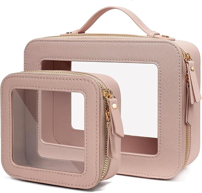 2 Pieces Clear Mahjong Bag, Travel Makeup Bag Large Cosmetic Bag with Zipper Small Clear Makeup Pouch for Purse Waterproof TSA Approved Toiletry Bag Case for Women Car Organizer Travel Essentials