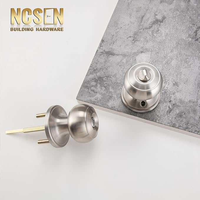 6 Pack Brushed Nickel Door Knobs Interior,Bath & Bed Privacy Door Knob, Keyless Door Lock Round Doorknobs