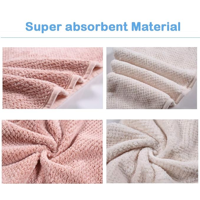 M-bestl 2 Pack Microfiber Hair Towel Wrap,Quick Dry,Anti-frizz(Pink&Beige)