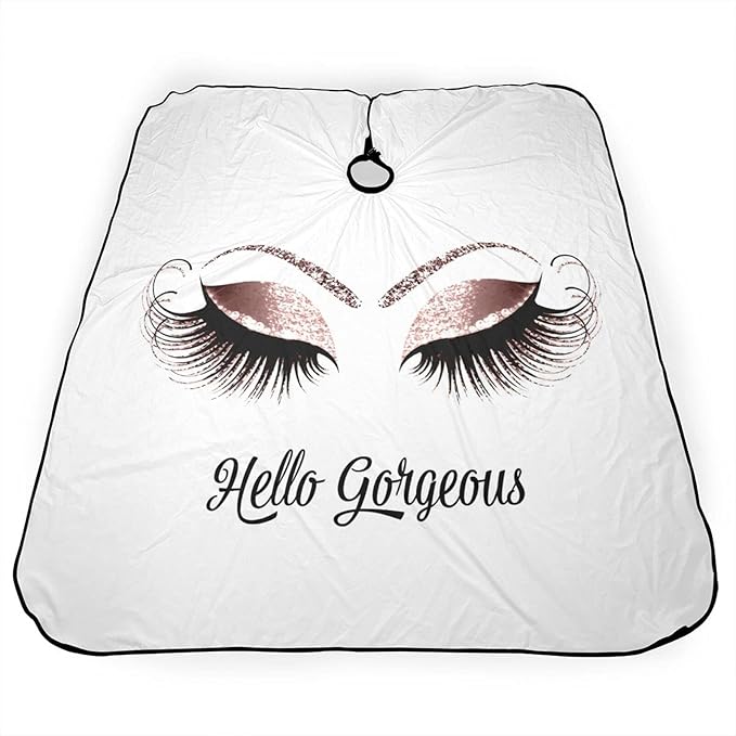 Carwayii Barber Cape Hello Girl Gorgeous Glitters Eyelash Professional Salon Apron Water Resistant Hair Cutting Cape Anti-Static Cosmetology Supplies Easy Clean Barbershop Kits For Women -55''X66''