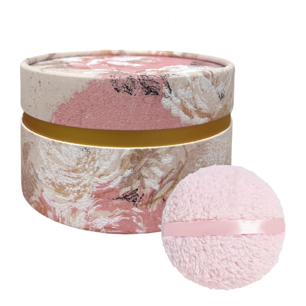 Qopoto Powder Puff and Container, Large 6'' Body Powder Puff for Dusting Powder, Women Powder Puff with Storage Jar for Bath, Body Powder Applicator and Oversize Powder Puffs (Charming Pink)