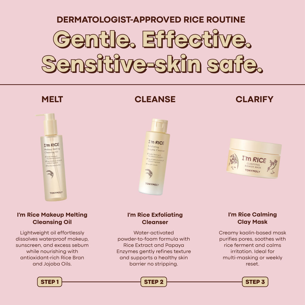 TONYMOLY I'm Rice Oil Cleanser - Korean PHA Makeup Remover, Non-Comedogenic