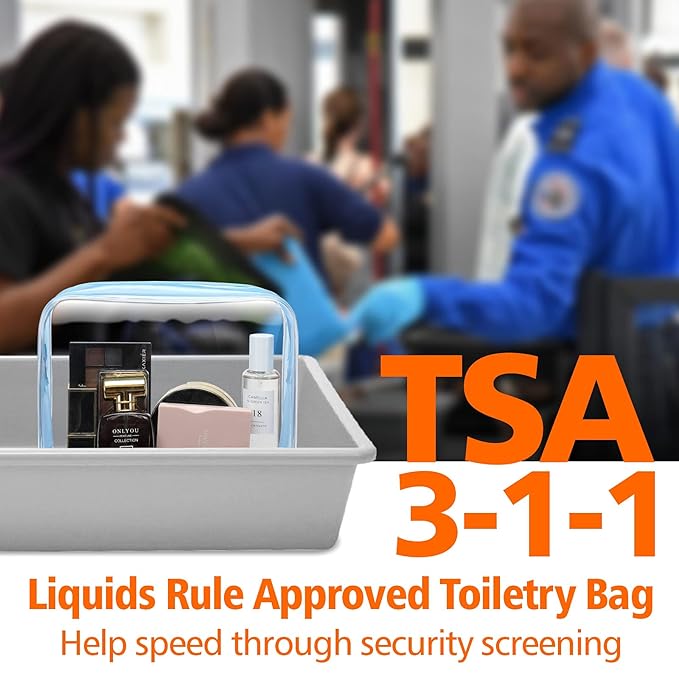 PACKISM TSA Approved Toiletry Bag - Clear Makeup Bag, Black Blue White