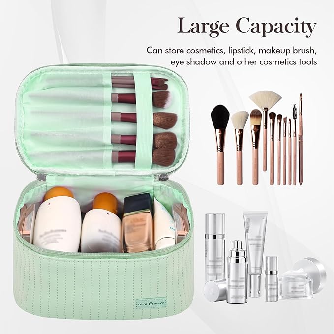 Yuilgdo Makeup Bag Travel Cosmetic Bag, Large Capacity Makeup Organizer Bag and Storage, Portable PU Leather Pouch Toiletry Bag Make up Organizer, Cosmetic Bags for Women