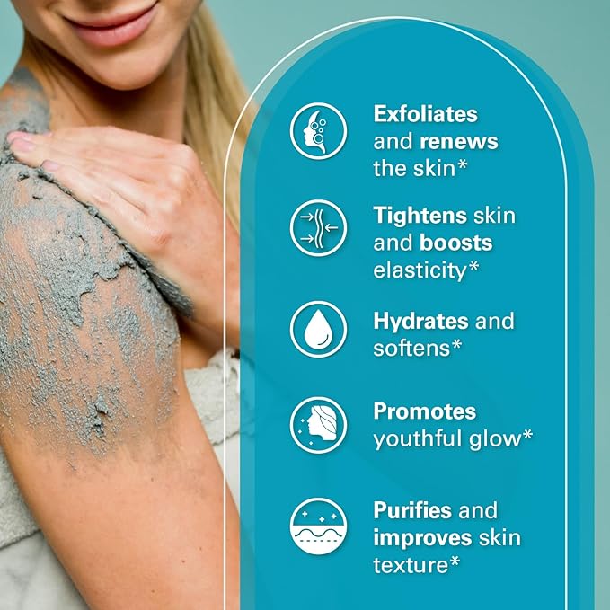 Exfoliating Charcoal Scrub with Collagen & Stem Cells – Salt Scrub for Body Toning, Cellulite, Armpit Detox, and Skin Smoothing for Face, Feet, and Body by M3