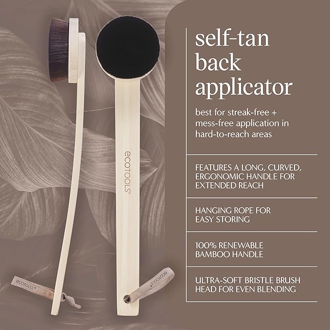 EcoTools Good Tan Self Tanning Back Applicator, Long Handle Back Brush For Self-Tan Application & Controlled Sunless Tanning, Eco Friendly, Vegan & Cruelty Free, 1 Count