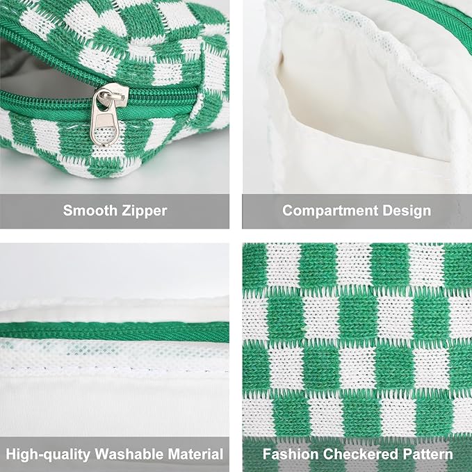 CekPo Sanitary Napkin Storage Bag, Menstrual Pad Zipper Bag Checkered Portable Period Bag Panty Liners, Tampon Storage Pouch for Women Ladies Daily Use Storage Purse Travel