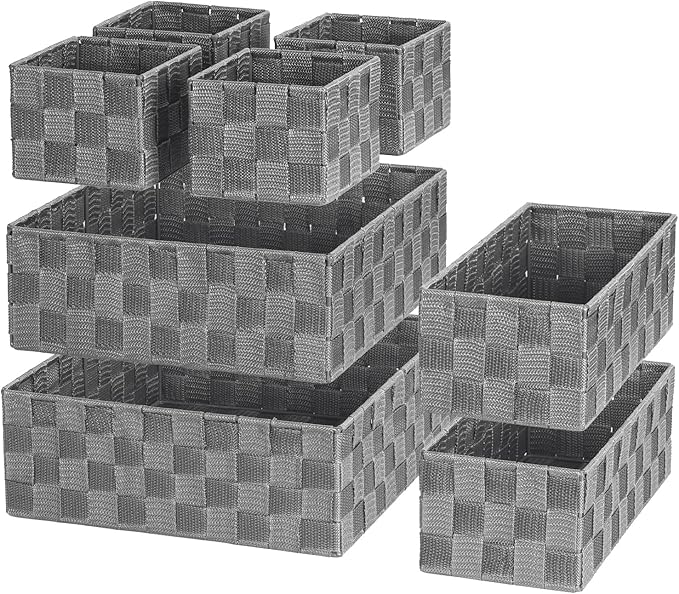 Posprica Woven Storage Baskets for Organizing, Small Baskets Cube Bin Container Tote Organizer Divider for Drawer, Closet, Shelf, Dresser