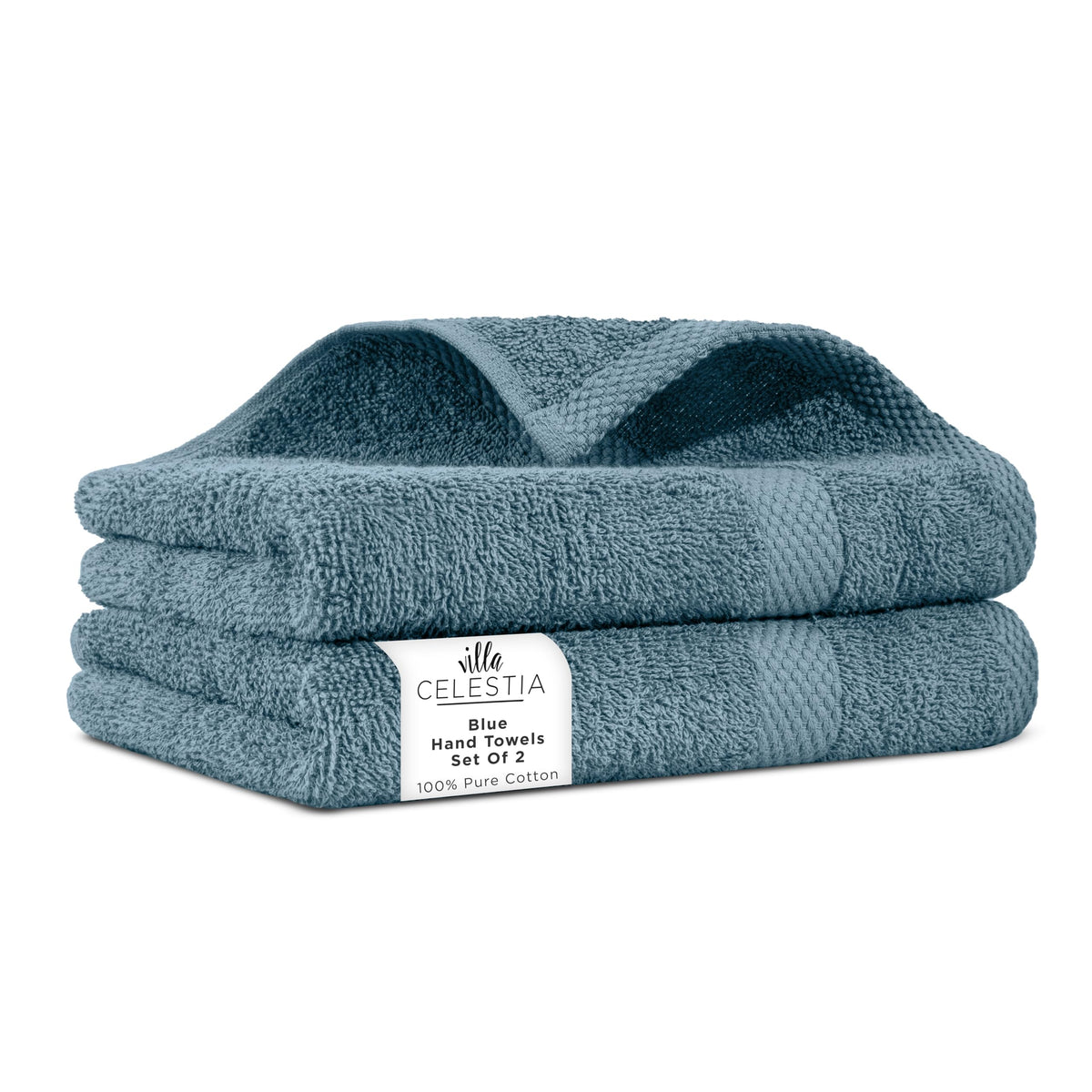 Villa Celestia Cotton Hand Towels Set of 4, 16 x 28, Oeko-TEX Certified, Quick Dry, Sage