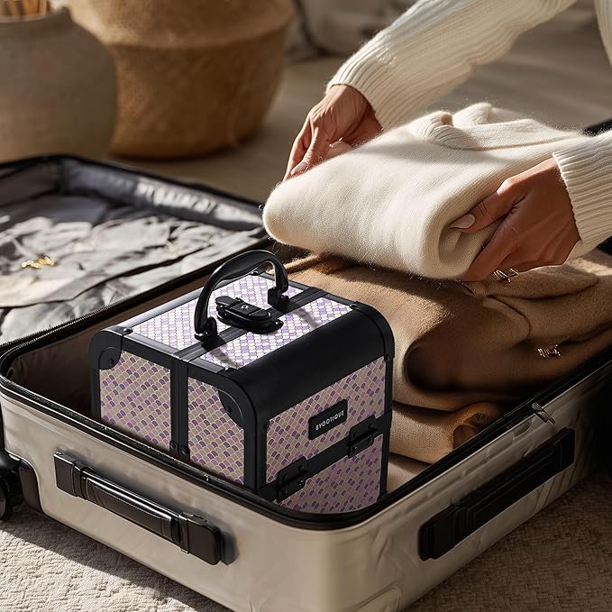 BYOOTIQUE 3-Piece Rolling Makeup Train Case on Wheels Travel Makeup Artist