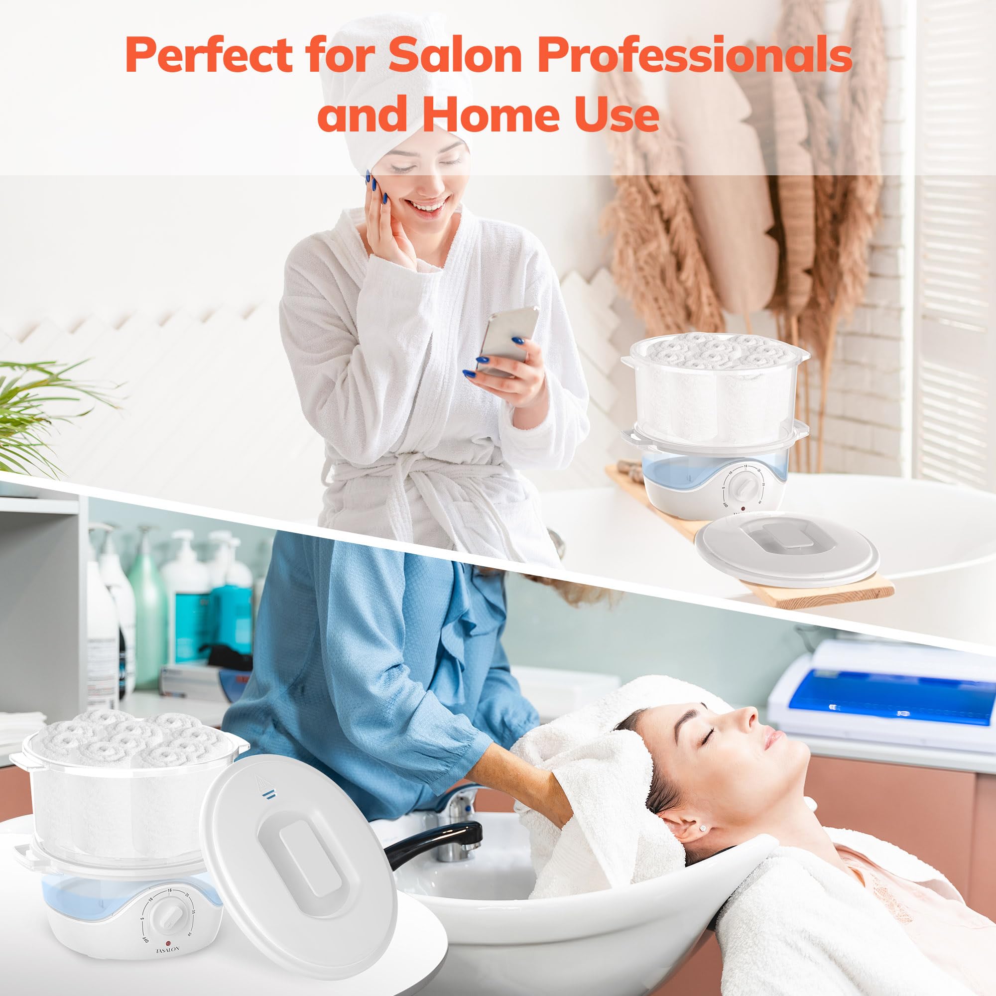 TASALON White Hot Towel Steamer for Facials, 5-Min Quick Heating Towel Warmer Machine, Portable Spa Salon Equipment with Aromatherapy for Massage