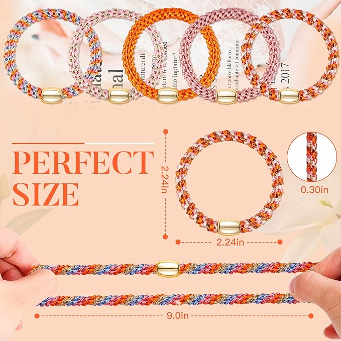 FORENEE Hair Ties No Damage(10PCS) - Ponytail Holders - Elastic Hair Ties for Thick Hair - Braided Hair Bands for Women Girls's Hair - Persimmon Orange