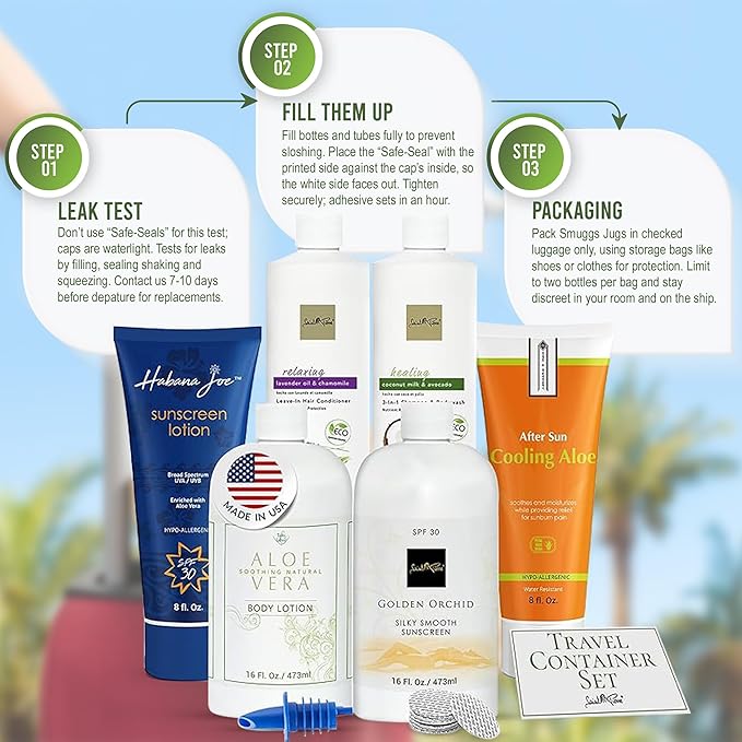 Cruise Alcohol Smuggling Kit Empty Shampoo Conditioner Bottles hide and drink liquor -Hidden Flasks for Liquor Alcohol 4 17.3oz 2 8oz Rum Runners for Cruise Ship Essentials to enjoy. Save