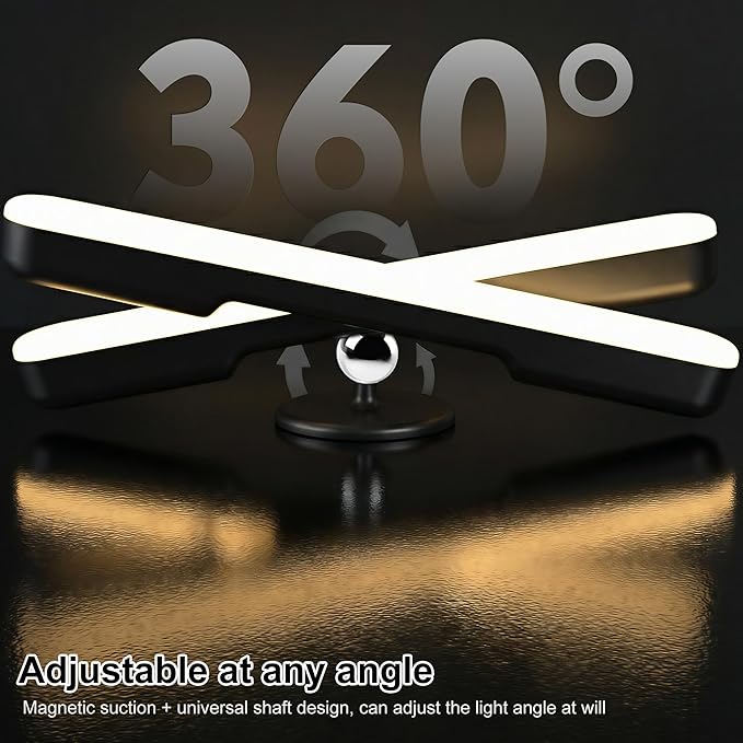 Benreom Wireless Vanity Light for Mirror, Rechargeable LED Bar, Black