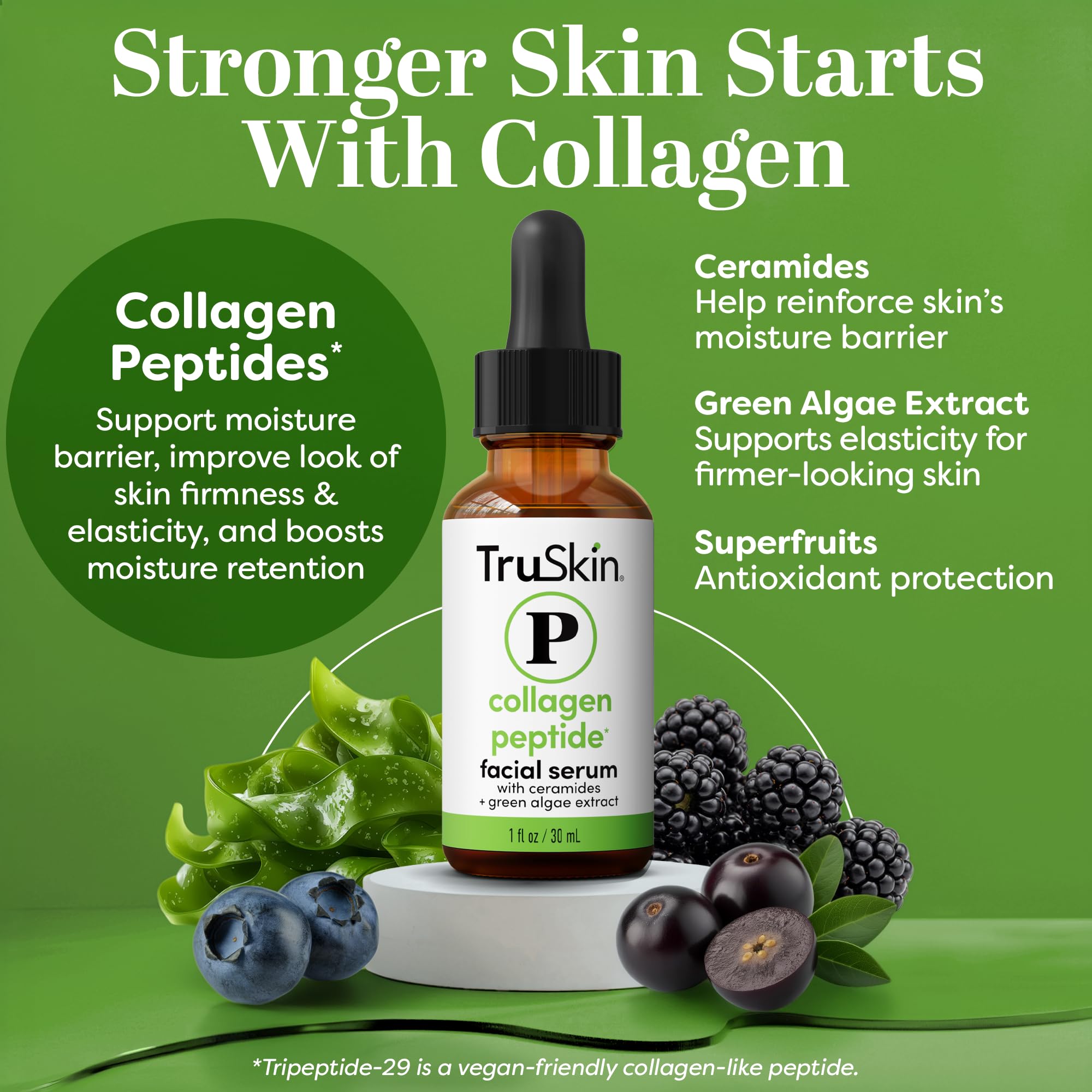 TruSkin Peptide Serum for Face with Tripeptide-29 & Ceramides, 1 fl oz