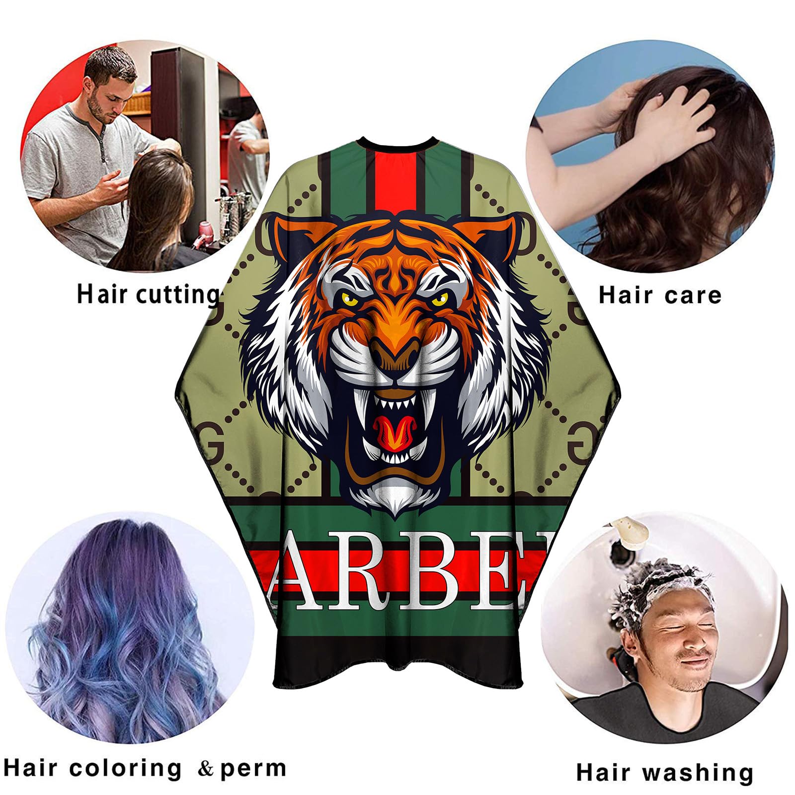 CapeshionPro Barber Capes Hair Cutting Capes Salon Stylist Capes with Snaps Waterproof Professional Large Barber Hairdresser Gown Cape- 63”× 56”(TIGER)