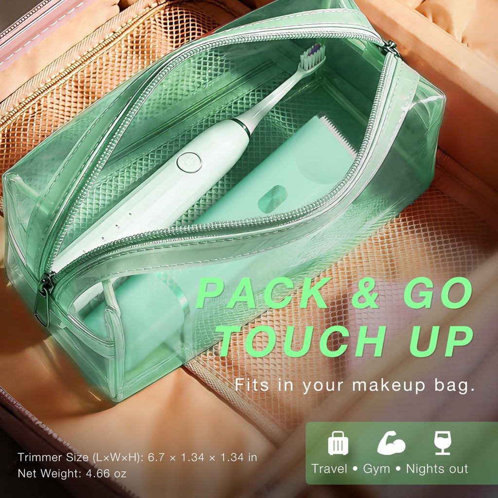 Fanovae Bikini Trimmer for Women, 2 in1 Electric Razor for Pubic Hair, Bikini Line and Body, Dual-Ended Shaver, USB-C Rechargeable, IP67, Designed for Sensitive Areas (Green)