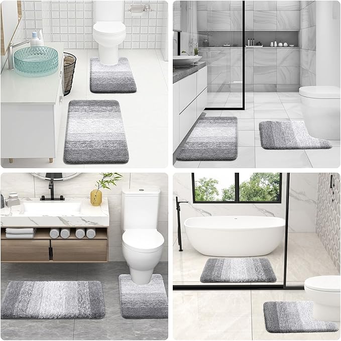 OLANLY Microfiber Bathroom Rugs Sets 3 Piece, 30"x20"+24"x16"+24"x20"