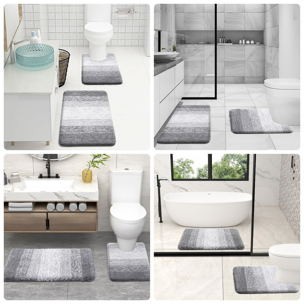 OLANLY Micorfiber Bathroom Rug Set 2 Piece, 30"x20"+U-Shaped 24"x20"