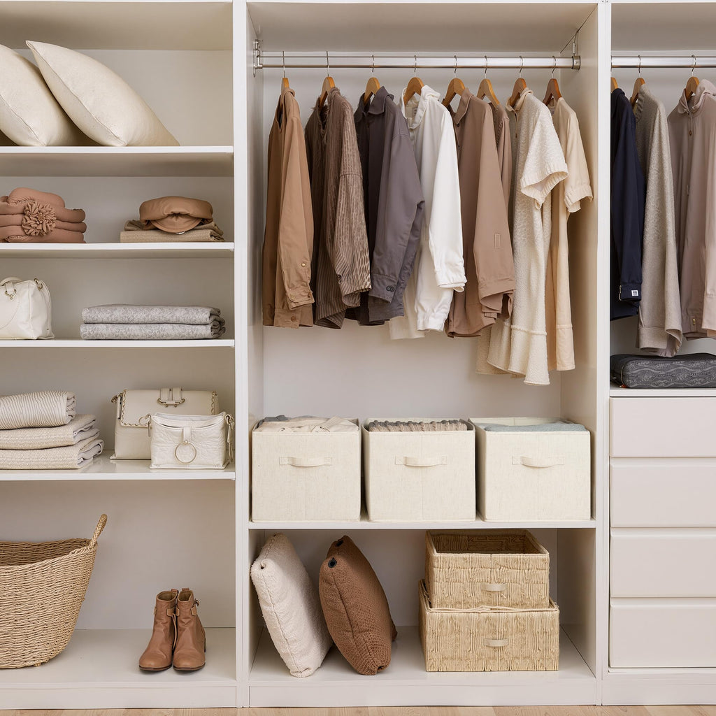 StorageWorks Closet Storage Bins, Beige(NaturWeave Fabric), Extra Large