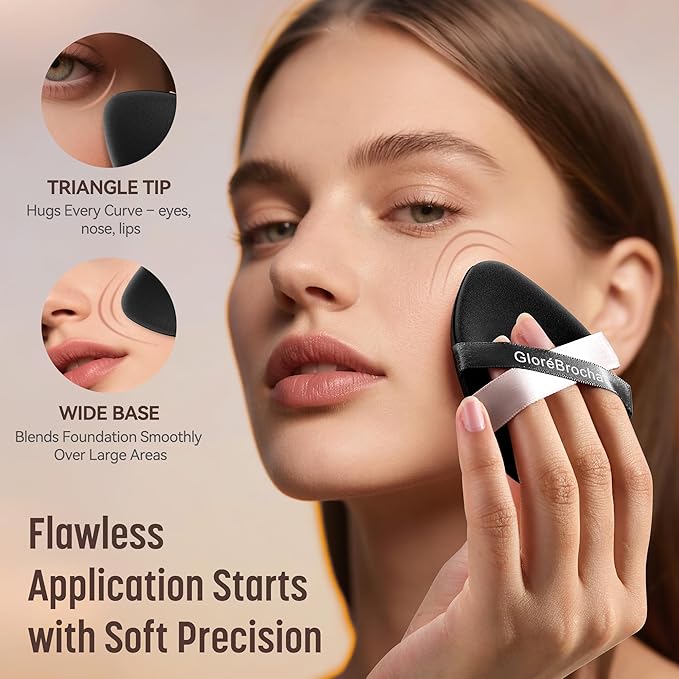 4Pcs Makeup Sponge For Foundation Concealer And Powder, Latex Free Blender Sponge For Natural And Easy Makeup Soft Long-lasting And Beginner-friendly, Black